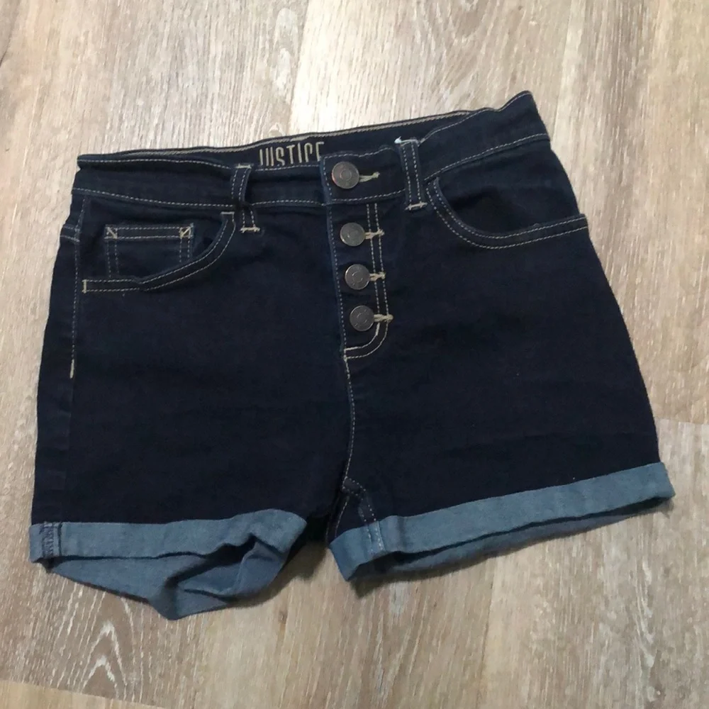 Justice Button Fly Stretch Denim Cuffed Shorts